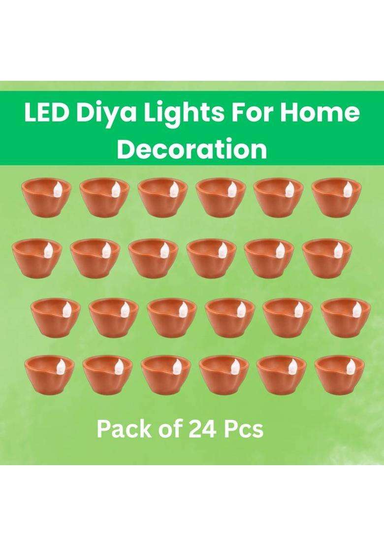 SACRO LED Water Diya Water Sensor Diya for Diwali Festival Home & Office DcorQQ475 Plastic (Pack of 24) Table Diya Set(Height 2 inch) - Indya