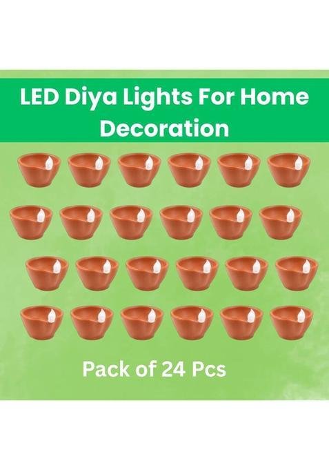 SACRO LED Water Diya Water Sensor Diya for Diwali Festival Home & Office DcorQQ475 Plastic (Pack of 24) Table Diya Set(Height 2 inch)
