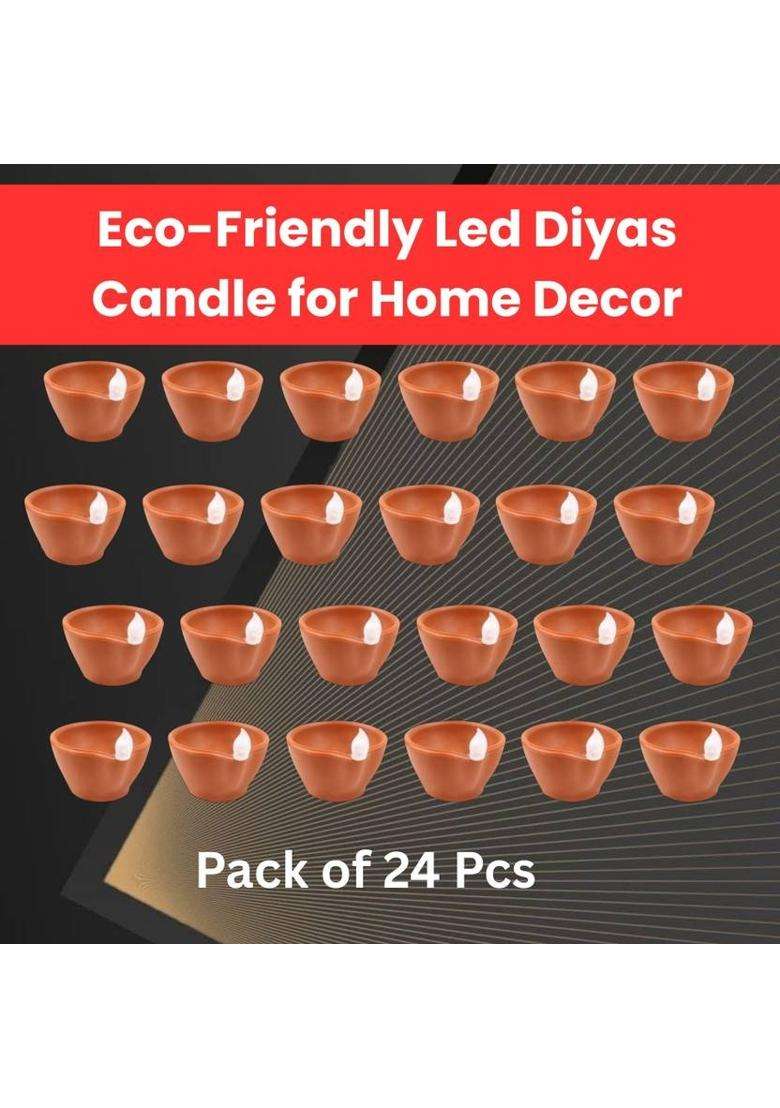 Guggu LED Water Diya Water Sensor Diya for Diwali Festival Home & Office DcorQQ25 Plastic (Pack of 24) Table Diya Set(Height 2 inch) - Indya