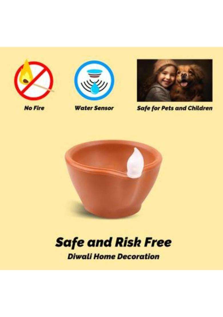 Guggu LED Water Diya Water Sensor Diya for Diwali Festival Home & Office DcorQQ25 Plastic (Pack of 24) Table Diya Set(Height 2 inch) - Indya
