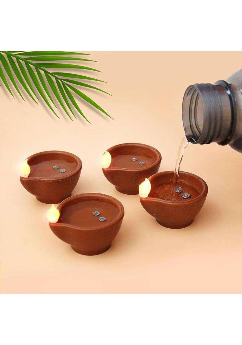 Guggu LED Water Diya Water Sensor Diya for Diwali Festival Home & Office DcorQQ25 Plastic (Pack of 24) Table Diya Set(Height 2 inch) - Indya