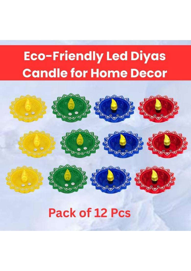 Frony Water Sensor LED Light Diya Flameless Tea Light for Diwali & Home DecorationC66 Plastic (Pack of 12) Table Diya Set(Height 2 inch) - Indya
