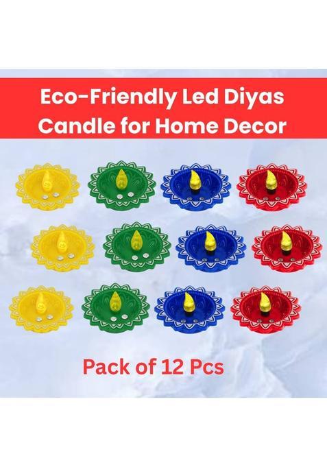 Frony Water Sensor LED Light Diya Flameless Tea Light for Diwali & Home DecorationC66 Plastic (Pack of 12) Table Diya Set(Height 2 inch)