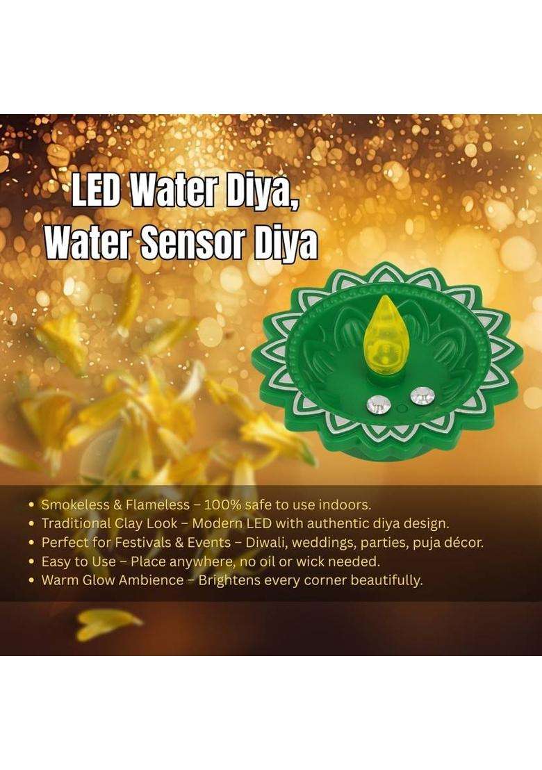 Frony Water Sensor LED Light Diya Flameless Tea Light for Diwali & Home DecorationC138 Plastic (Pack of 12) Table Diya Set(Height 2 inch) - Indya