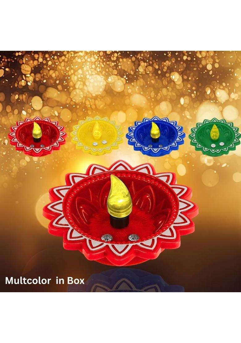 Guggu Water Sensor LED Light Diya Flameless Tea Light for Diwali & Home DecorationX494 Plastic (Pack of 24) Table Diya Set(Height 2 inch) - Indya