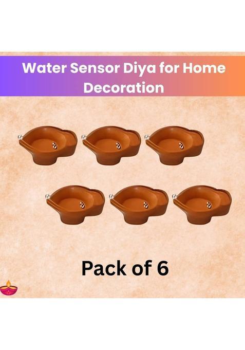 Clairbell LED Water Diya & Water Sensor Diya for Diwali Festival Home & Office Dcor6S353 Plastic (Pack of 6) Table Diya Set(Height 2 inch)