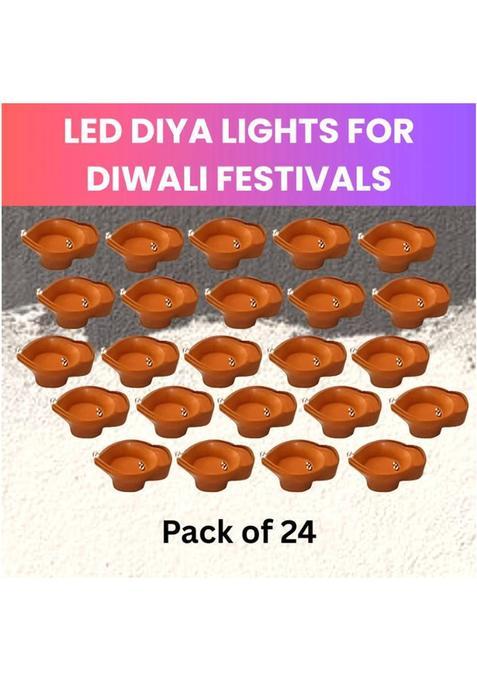 Guggu LED Water Diya Water Sensor Diya for Diwali Festival Home & Office DcorPA358 Plastic (Pack of 24) Table Diya Set(Height 2 inch)