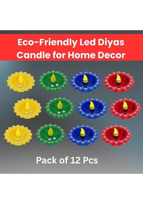 Guggu Water Sensor LED Light Diya Flameless Tea Light for Diwali & Home DecorationZ343 Plastic (Pack of 12) Table Diya Set(Height 2 inch)