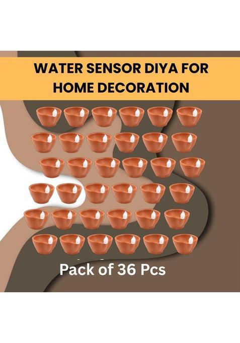 SACRO LED Water Diya Water Sensor Diya for Diwali Festival Home & Office DcorZW353 Plastic (Pack of 36) Table Diya Set(Height 2 inch)