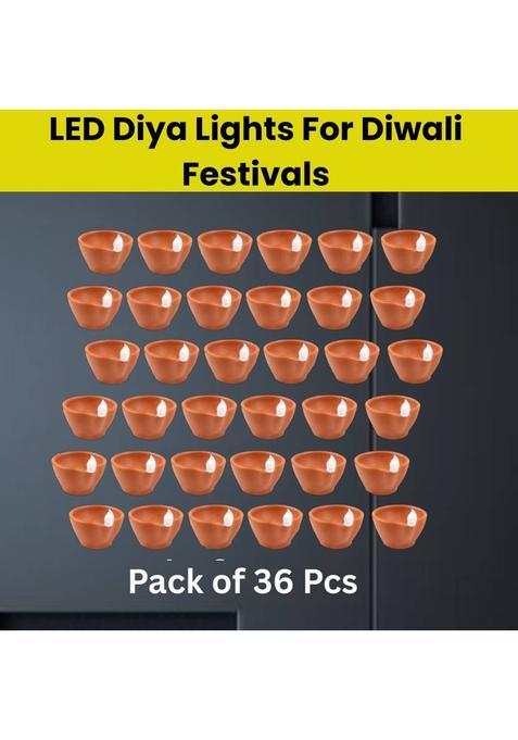 Clairbell LED Water Diya Water Sensor Diya for Diwali Festival Home & Office DcorZW212 Plastic (Pack of 36) Table Diya Set(Height 2 inch)