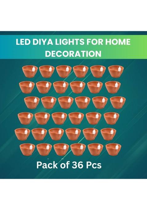 Clairbell LED Water Diya Water Sensor Diya for Diwali Festival Home & Office DcorZE84 Plastic (Pack of 36) Table Diya Set(Height 2 inch)