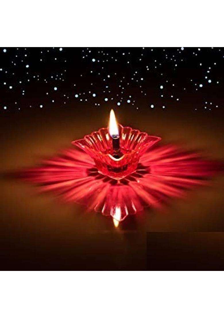 Znetly 3D Shadow Reflection Plastic/Decorative /Diwali Diya/Oil Lamps for Pooja Plastic Plastic (Pack of 12) Table Diya Set(Height 1.2 inch) - Indya