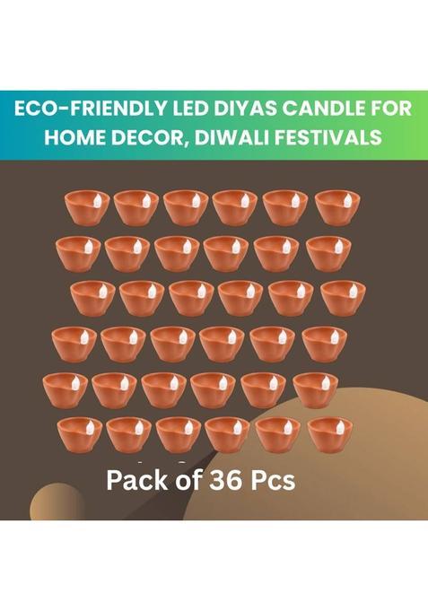 SACRO LED Water Diya Water Sensor Diya for Diwali Festival Home & Office DcorZW74 Plastic (Pack of 36) Table Diya Set(Height 2 inch)