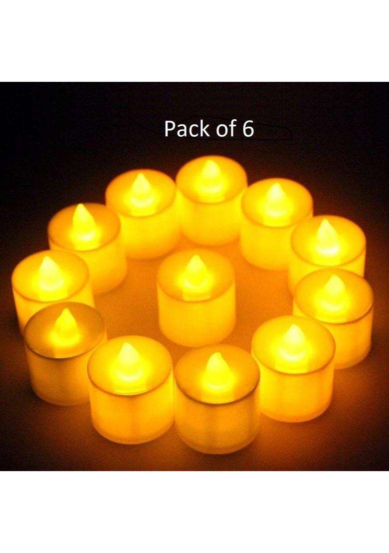 MAAUVTOR Floating Tealight Water Sensor Battery Operated Waterproof LED Flameless Flickering Lights Candles Perfect for Diwali Party Decorations Candle Plastic (Pack of 6) Table Diya Set(Height 3 inch) - Indya