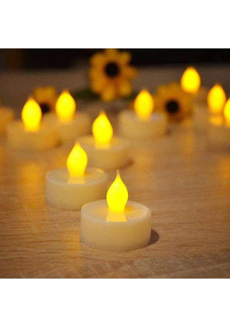 MAAUVTOR Floating Tealight Water Sensor Battery Operated Waterproof LED Flameless Flickering Lights Candles Perfect for Diwali Party Decorations Candle Plastic (Pack of 6) Table Diya Set(Height 3 inch) - Indya