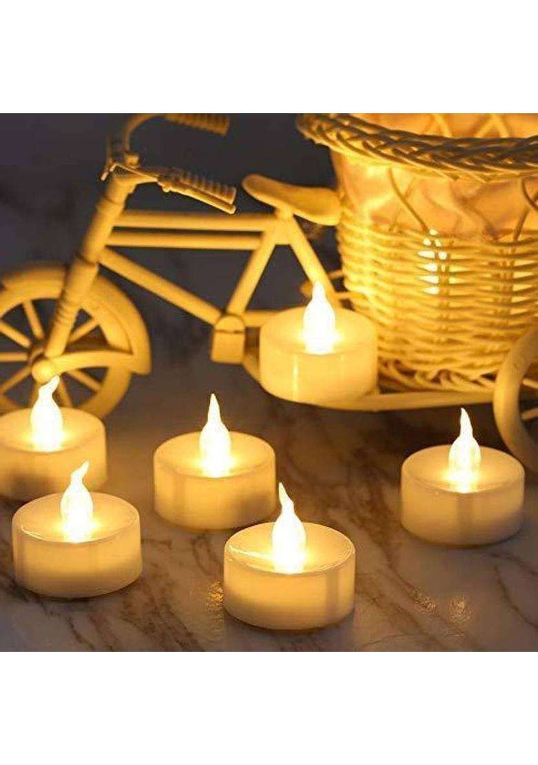 MAAUVTOR Floating Tealight Water Sensor Battery Operated Waterproof LED Flameless Flickering Lights Candles Perfect for Diwali Party Decorations Candle Plastic (Pack of 6) Table Diya Set(Height 3 inch) - Indya