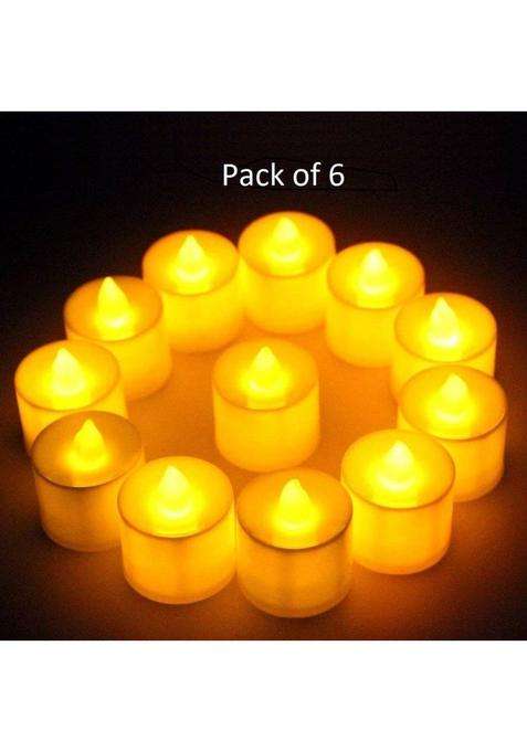 MAAUVTOR Floating Tealight Water Sensor Battery Operated Waterproof LED Flameless Flickering Lights Candles Perfect for Diwali Party Decorations Candle Plastic (Pack of 6) Table Diya Set(Height 3 inch)