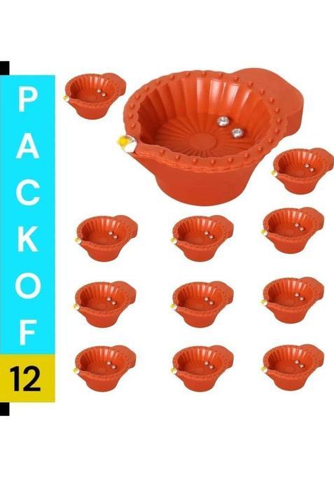 Tashvik Water Sensor LED Diyas for Diwali Home & Festival Decoration Plastic (Pack of 12) Table Diya Set(Height 1.5 inch)