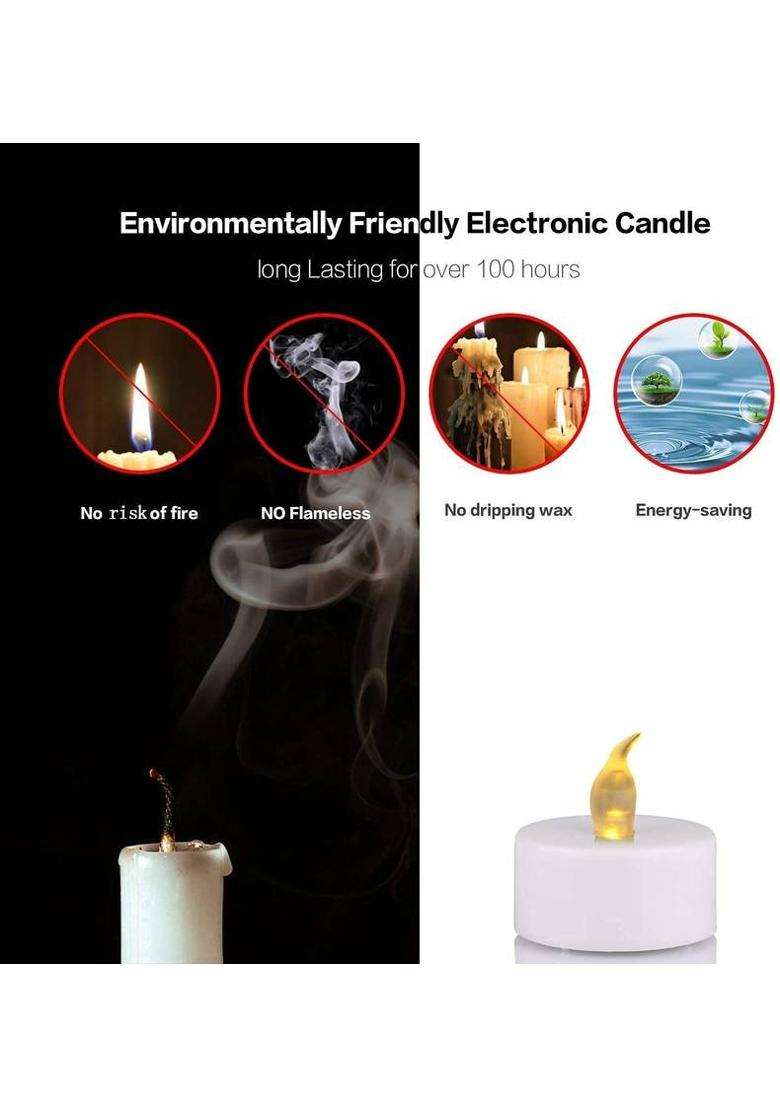 PUHBRHY Flameless Waterproof Candle Float On Water Led Floating Tea Lights Electric Candle Light for Diwali Lights Christmas Decoration Functions Spa Candle (Pack of 12) Candle (Yellow Pack of 12) Plastic (Pack of 12) Table Diya Set(Height 4 inch) - Indya