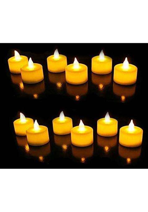 PUHBRHY Flameless Waterproof Candle Float On Water Led Floating Tea Lights Electric Candle Light for Diwali Lights Christmas Decoration Functions Spa Candle (Pack of 12) Candle (Yellow Pack of 12) Plastic (Pack of 12) Table Diya Set(Height 4 inch)