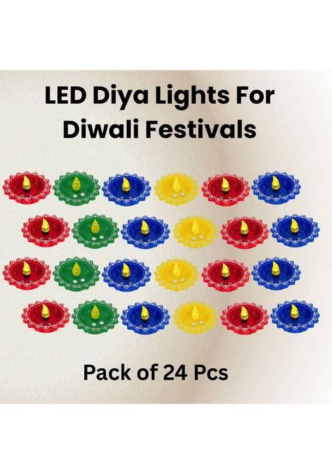 Clairbell Water Sensor LED Light Diya Flameless Tea Light for Diwali & Home DecorationZ154 Plastic (Pack of 24) Table Diya Set(Height 2 inch)