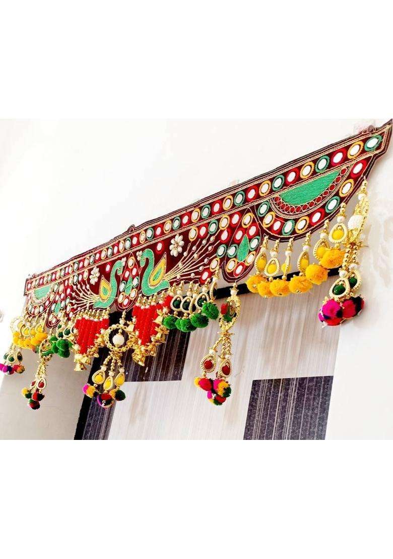 P A HEALTH AND FITNESS Traditional Velvet Embroidery Peacock Jula Jhumar /Toranam Home Decor.3FT Toran(cotton thread) - Indya