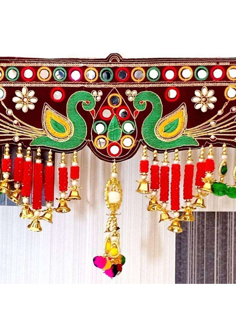 P A HEALTH AND FITNESS Traditional Velvet Embroidery Peacock Jula Jhumar /Toranam Home Decor.3FT Toran(cotton thread) - Indya