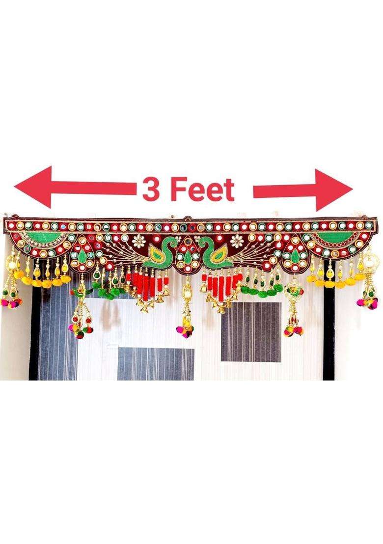 P A HEALTH AND FITNESS Traditional Velvet Embroidery Peacock Jula Jhumar /Toranam Home Decor.3FT Toran(cotton thread) - Indya