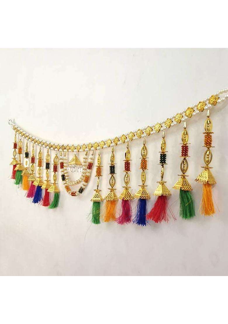Ecommall Toran Door Hanging Bandarwal for Home Office Decoration Temple Diwali Toran(Plastic Acrylic Crystal Beads) - Indya