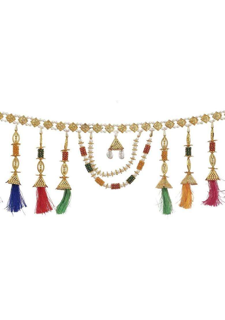 Ecommall Toran Door Hanging Bandarwal for Home Office Decoration Temple Diwali Toran(Plastic Acrylic Crystal Beads) - Indya