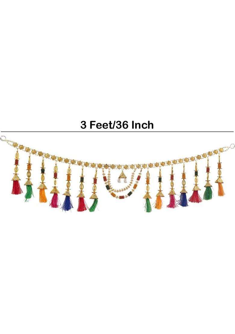 Ecommall Toran Door Hanging Bandarwal for Home Office Decoration Temple Diwali Toran(Plastic Acrylic Crystal Beads) - Indya