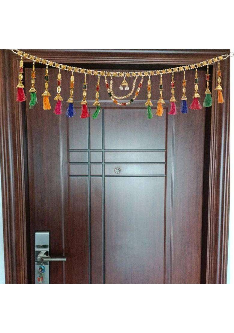 Ecommall Toran Door Hanging Bandarwal for Home Office Decoration Temple Diwali Toran(Plastic Acrylic Crystal Beads) - Indya