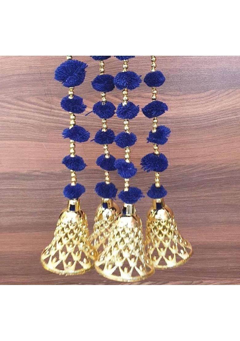 DRUPE WORLD Decor Pum-Pum Latkan 5 Pcs. - 115 cm Long Each Home Room Office Entrance Welcome Toran(Fabric Plastic Beads) - Indya