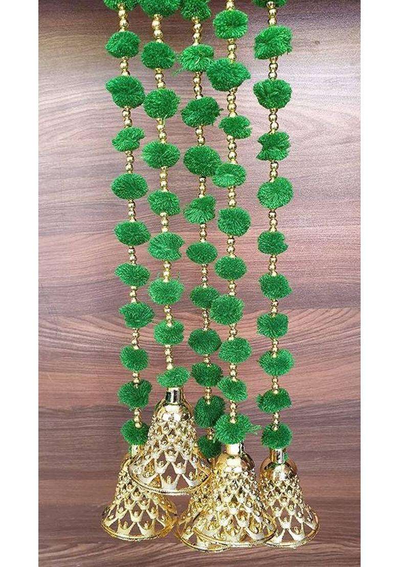 DRUPE WORLD Decor Pum-Pum Latkan 5 Pcs. - 115 cm Long Each Home Room Office Entrance Welcome Toran(Fabric Plastic Beads) - Indya