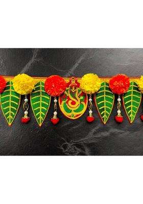 Sindri Craft Artificial Flower and Mango Leaf Toran for Entrance Main Door Decoration. Toran(Velvet Beads Thread Zhumka Artificial Flower)