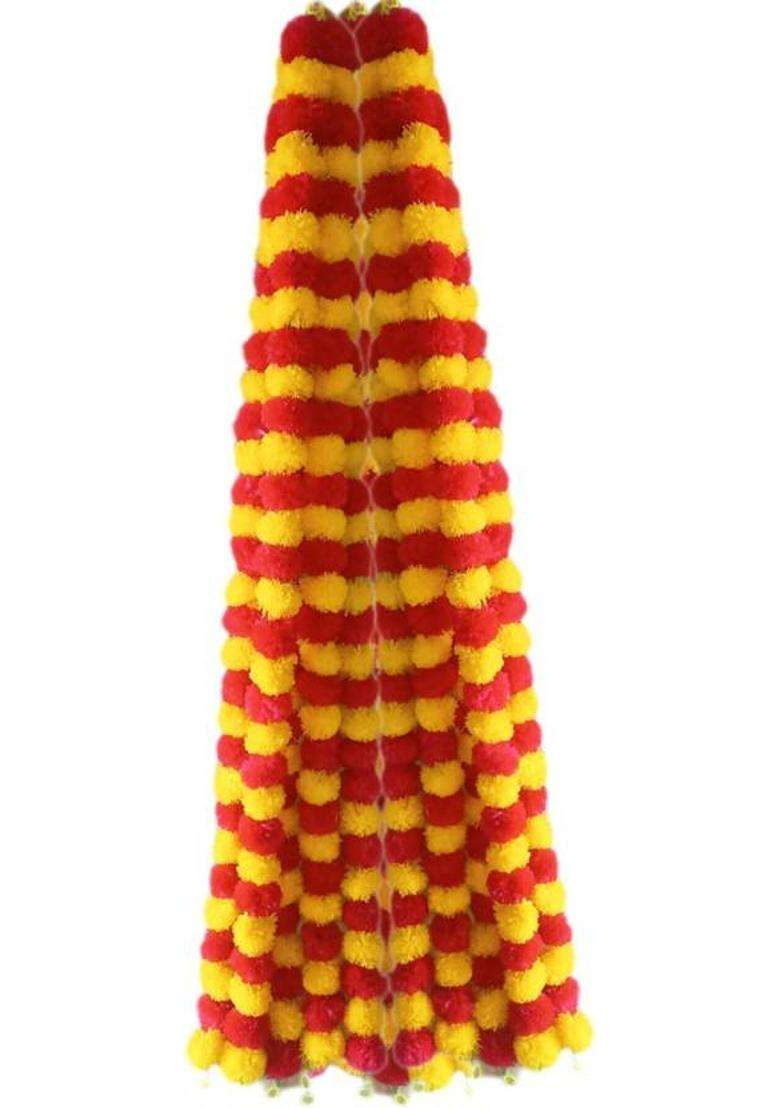 pjm Artificial flowers Marigold garland based Multicolored Maala Jhallar 10 Pcs Toran(made of Thin small Plastic poly) - Indya