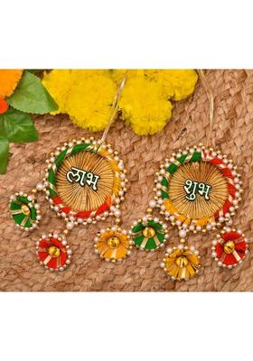 THE CLICK INDIA Shubh Labh Stylish Door Hanging Set Hanging Toran/Bandarwal Door Bandarwal Shubh Labh Bandanwar Hanging Stickers Hook Door Hanging for Home Office Puja Pooja Article Mandir Temple Diwali Decoration Items Diwali Decoration Toran Bandarwal T