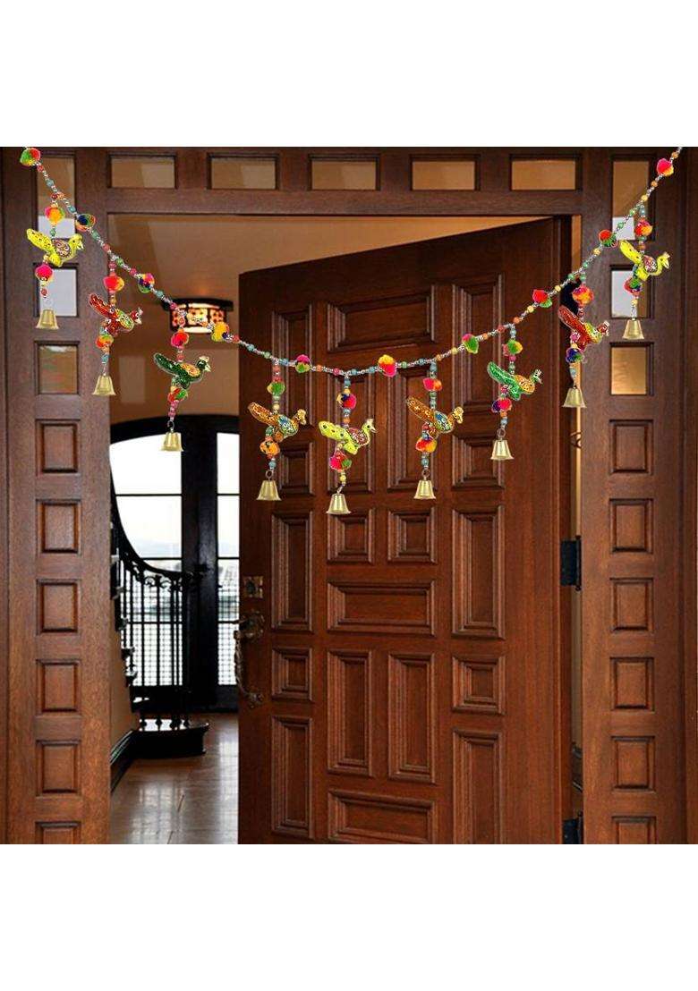 Great Art Main Door and Pooja Room3.5 Feet Toran Bandhwar Diwali Decoration Toran Toran(beads pom pom CottanPaper Mache) - Indya