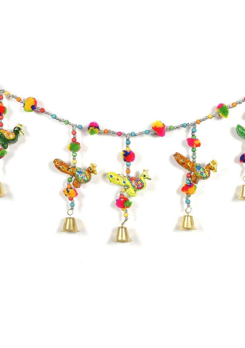 Great Art Main Door and Pooja Room3.5 Feet Toran Bandhwar Diwali Decoration Toran Toran(beads pom pom CottanPaper Mache) - Indya