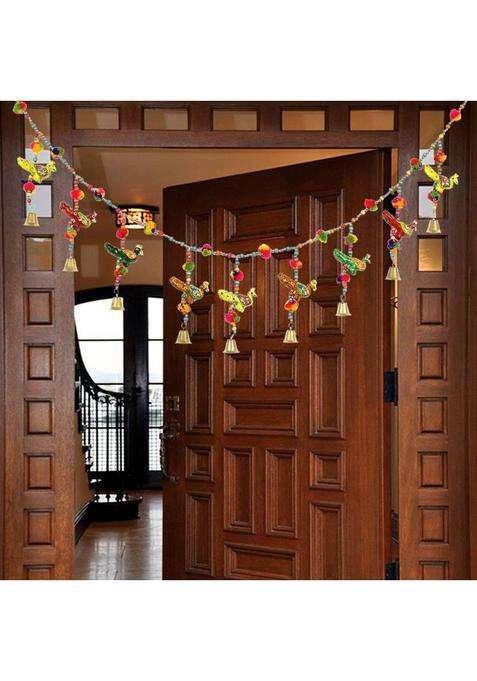 Great Art Main Door and Pooja Room3.5 Feet Toran Bandhwar Diwali Decoration Toran Toran(beads pom pom CottanPaper Mache)