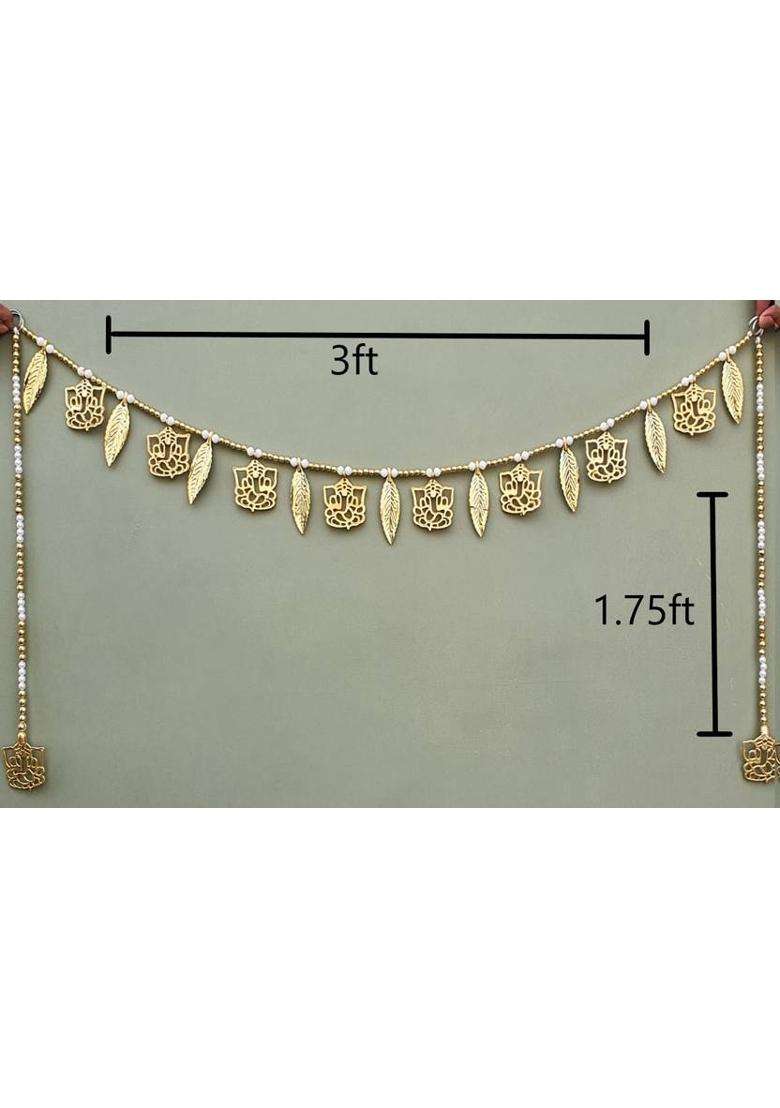 GINROO Wall Decoration Door Hanging Handmade Moti Toran with Beads and Ganeshji Decorative Toran/Bandarwal/Diwali Decoration Item for Home NavratriPongal Onam Wedding Toran(Plastic) - Indya
