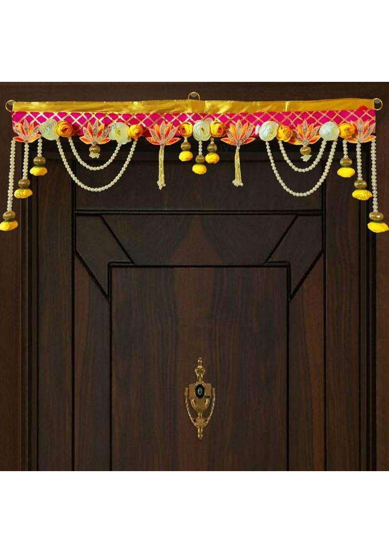 Buyent fancy bandarwal for main door lotus latkan hangings decoration wall decor toran Toran(Fabric) - Indya