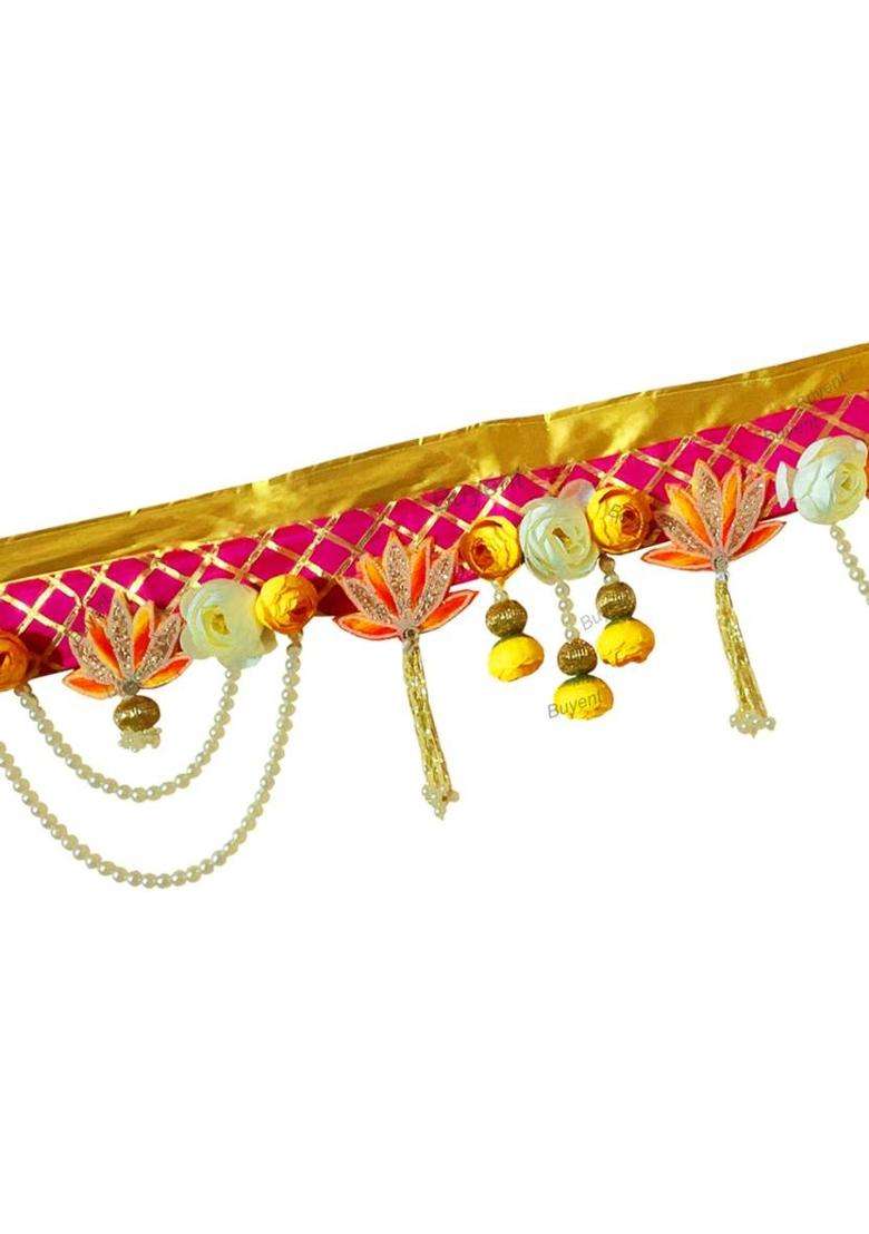 Buyent fancy bandarwal for main door lotus latkan hangings decoration wall decor toran Toran(Fabric) - Indya