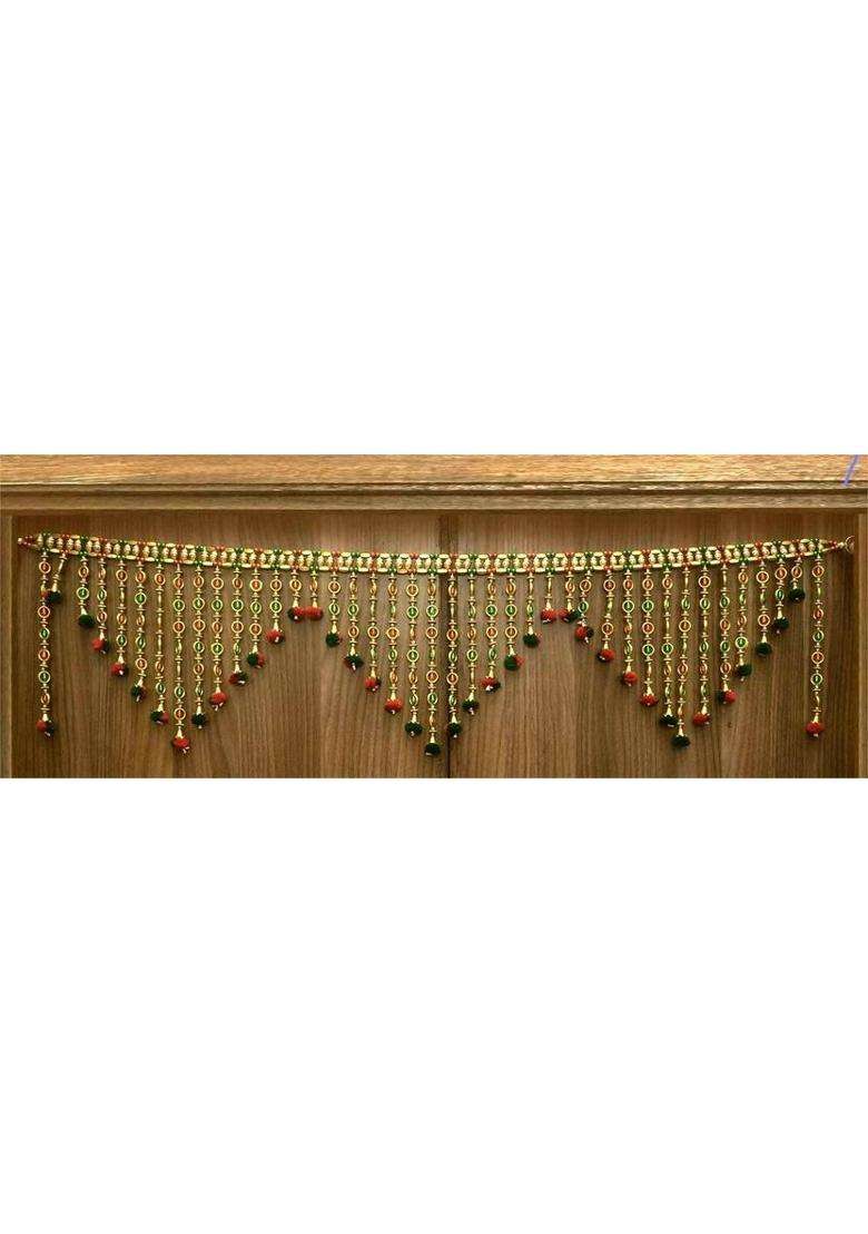 P A HEALTH AND FITNESS Traditional Woolen/Moti Jhumar Toran/Toranam Main Gate Home/Mandir Decor.3FT Toran(Thread Cotton) - Indya