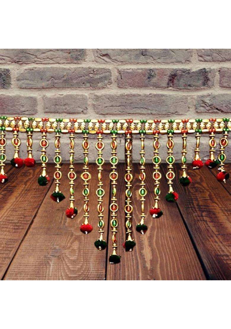P A HEALTH AND FITNESS Traditional Woolen/Moti Jhumar Toran/Toranam Main Gate Home/Mandir Decor.3FT Toran(Thread Cotton) - Indya