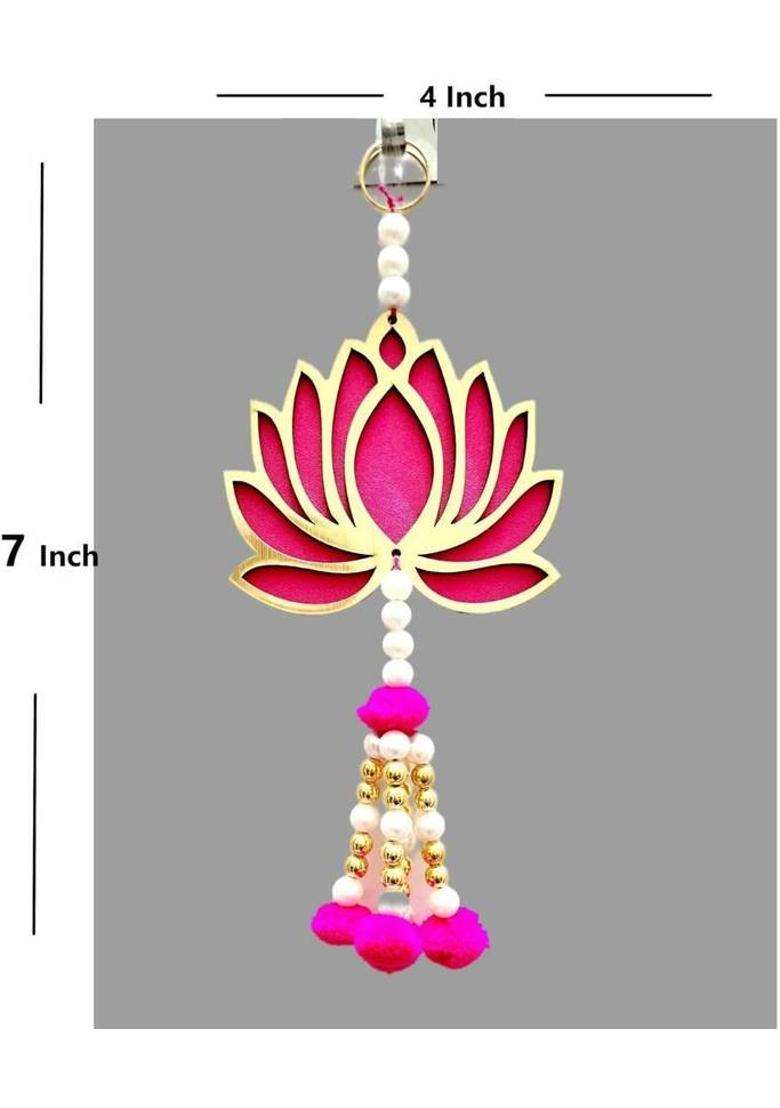 WAHHSON 8pc Lotus Wall Door Hanging Bandanwar Latkan for Home Pooja Room Decor Diwali Toran(Acrylic) - Indya