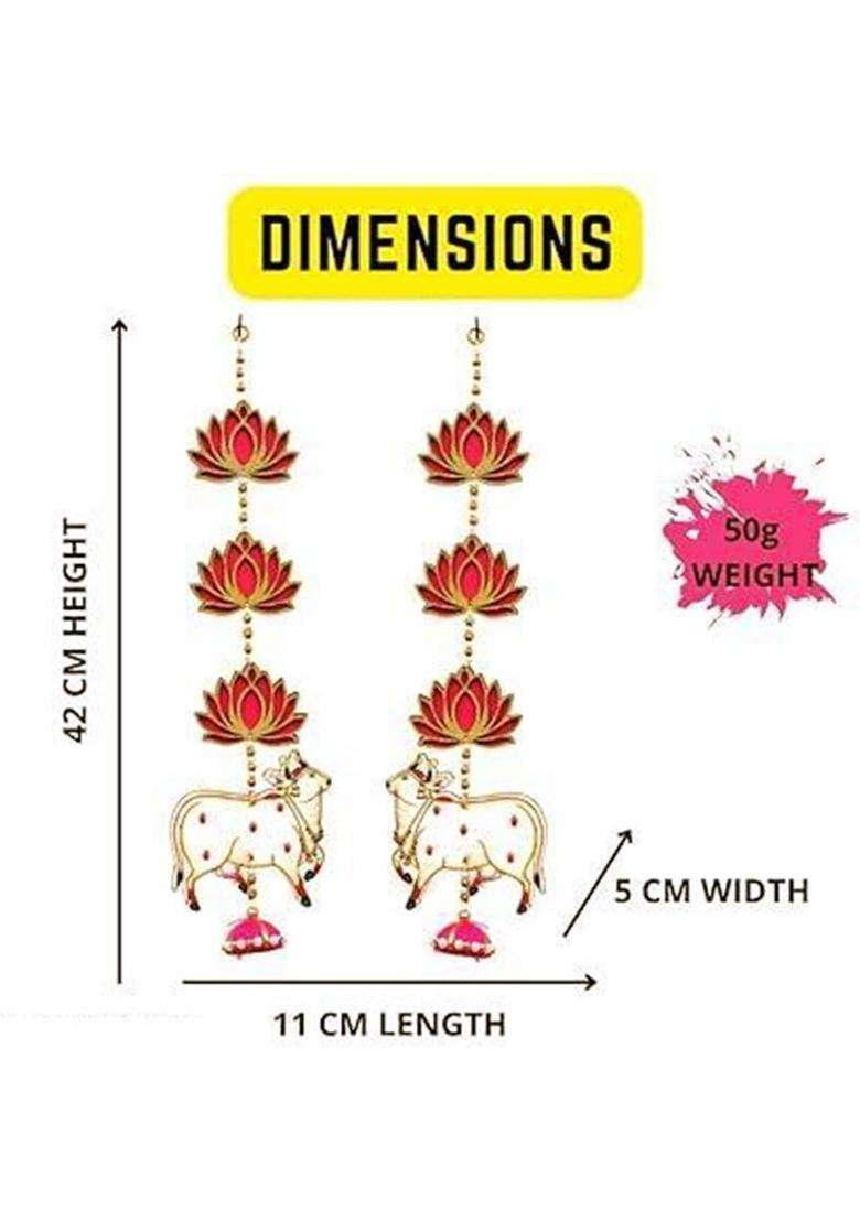Jack Lawrence Lotus Wall Decor Hanging MDF for Home Temple All Festival Decoration (2 Pcs) Toran(MDF) - Indya