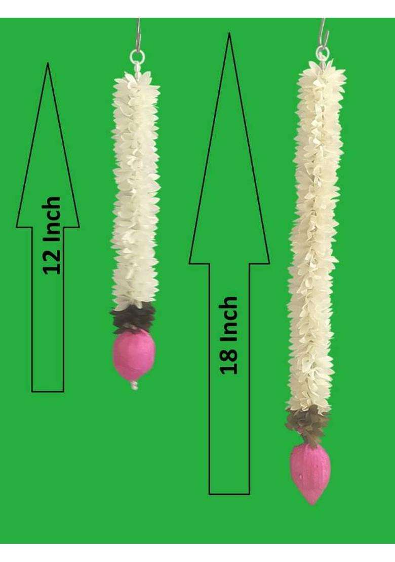 SujArta Lotus Hangings / Toran - Set of 5 Hangings (3 of 18 Inch & 2 of 12 Inch Each) Toran(Fabric) - Indya