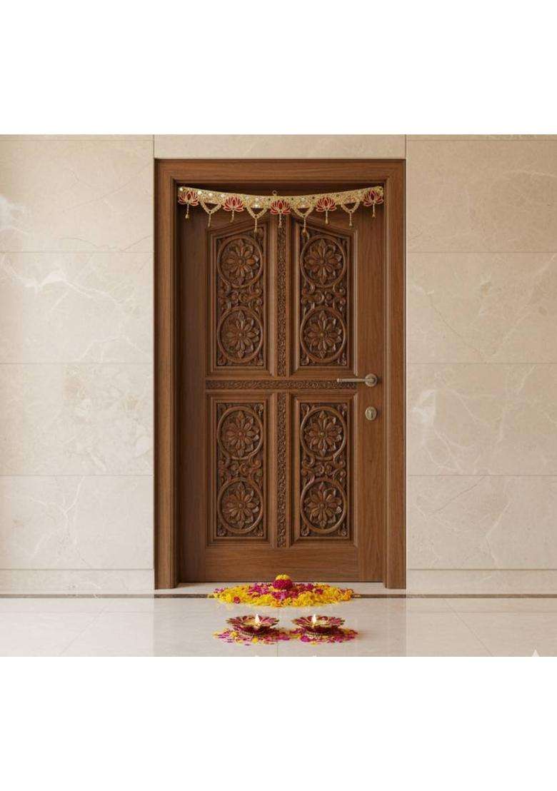 KHUSHA CREATIONS Decorative Bandhanwar with Lotus Design & 2 Lotus Diyas For Festival Decoration Toran(Acrylic) - Indya