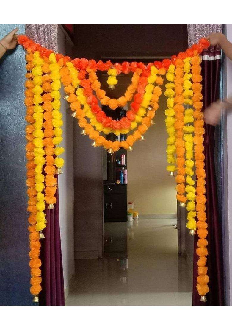 SHREYA-FASHION Artificial Marigold Flowers Garlands Hanging Door Toran Toran(Plastic) - Indya